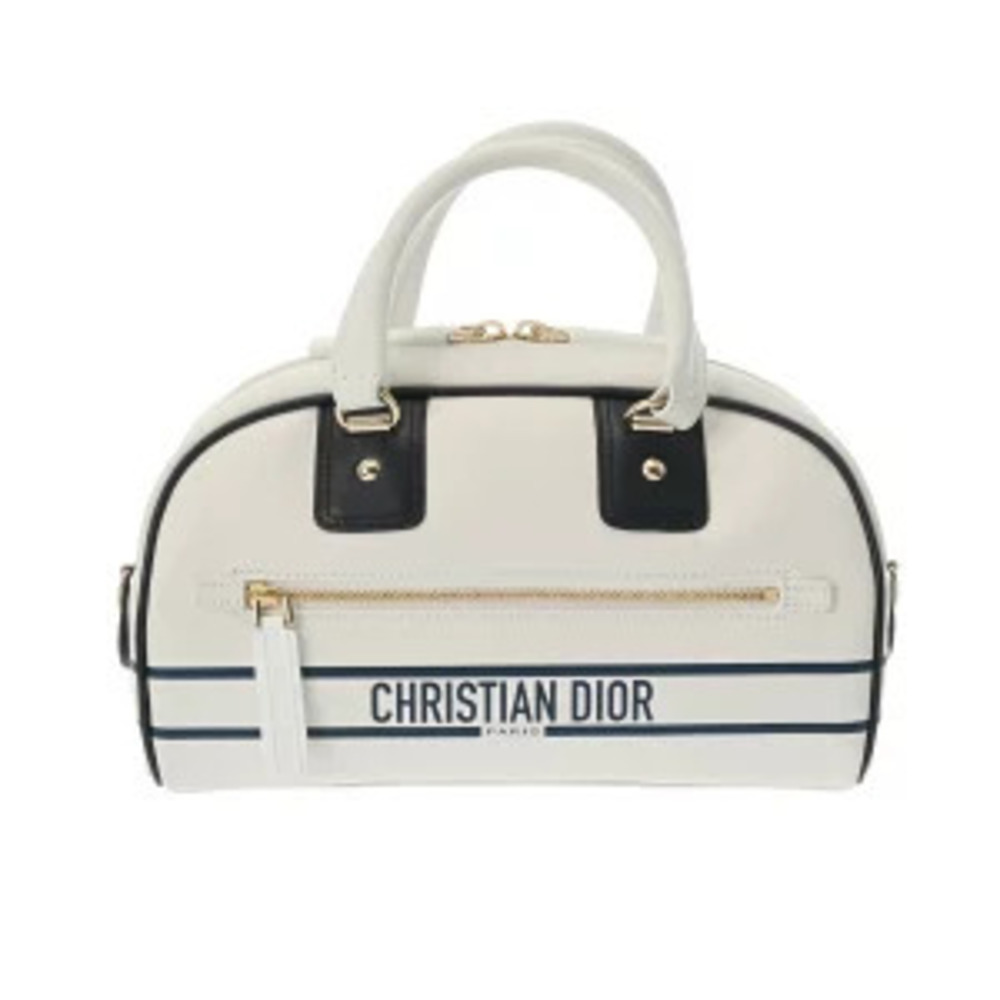 Dior Vibe Bowling Bag White Leather Handbag